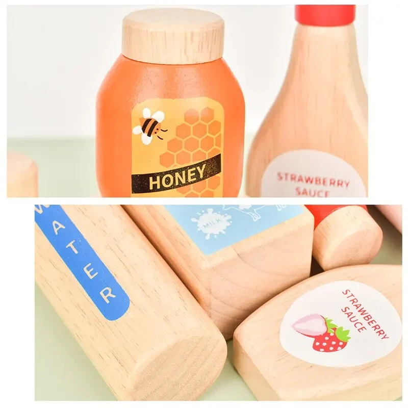 Pretend Play Wooden Toy Drink Set Kitchen Food Toys Montessori Kids Educational Simulation Game Toys gifts for Toddlers