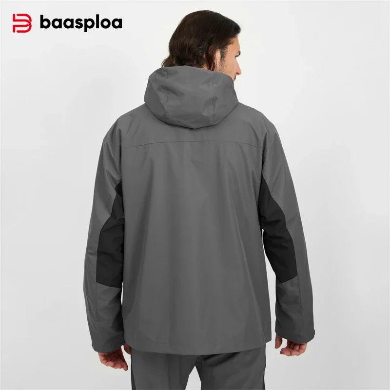 Baasploa Männer Jacken Casual Fleece Innen Liner Winddicht Mit Kapuze Mäntel Männlich Outdoor Klettern Trekking Wasserdichte 3-in-1 Jacke