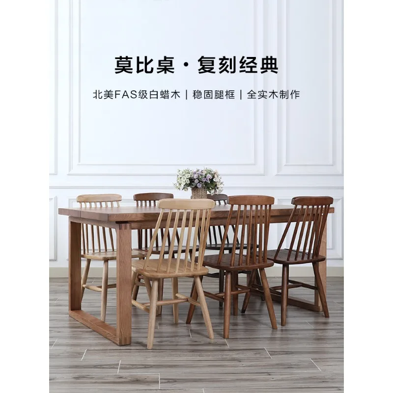 طاولة طعام من الخشب الصلب مصنوعة من خشب الرماد الياباني وطاولة كبيرة وطاولة موبي منزلية #2