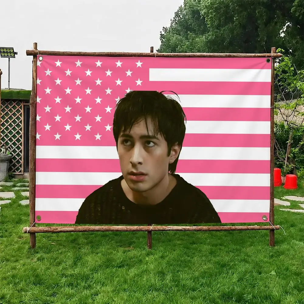H-Hudson Williams Pink American Flags Custom Wall Hanging Background Art Banner For Bedroom Home Living Room Outdoor Decor