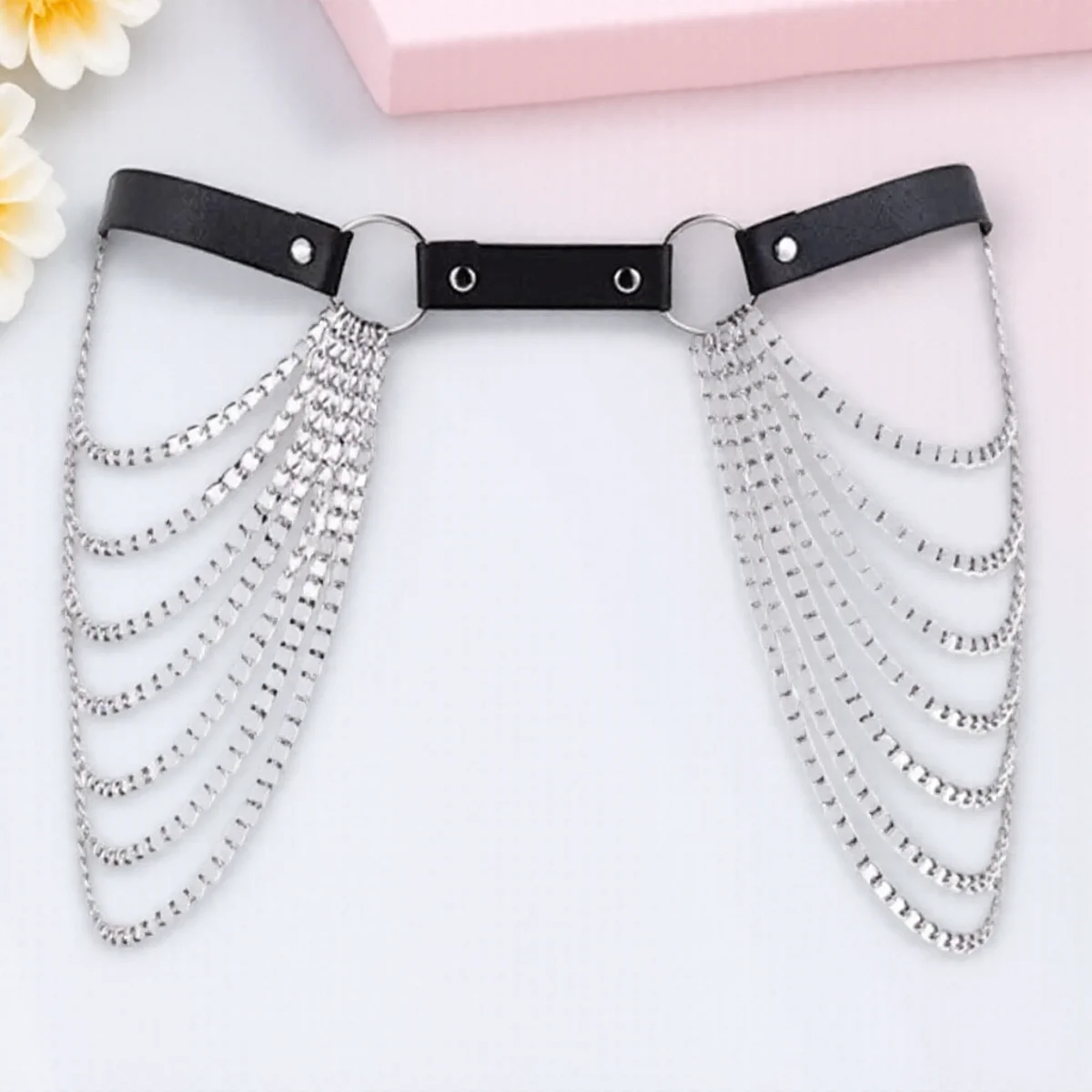 قابل للتعديل فاسق الجلود الخصر سلسلة حزام حزام الجسم سلسلة لمهرجان الهذيان الرقص Harajuku الإكسسوارات