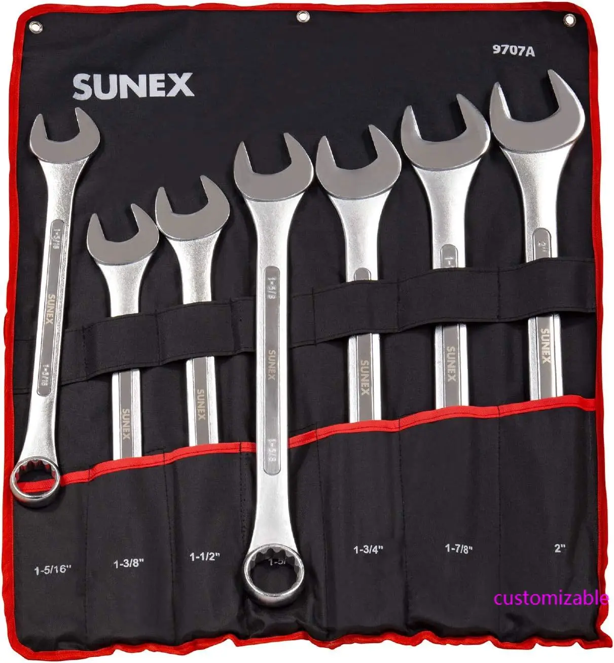 

9707 7-Piece Jumbo Fractional SAE Combination Wrench Set with Roll Case