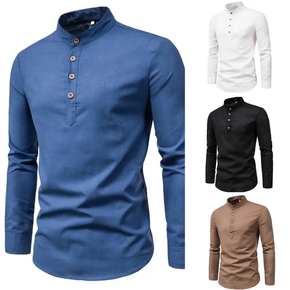 Men Shirt Trendy Slim Fit Plus Size Spring Shirt Pullover Spring Shirt  Close-fitting Pure Color Men Tops for Work