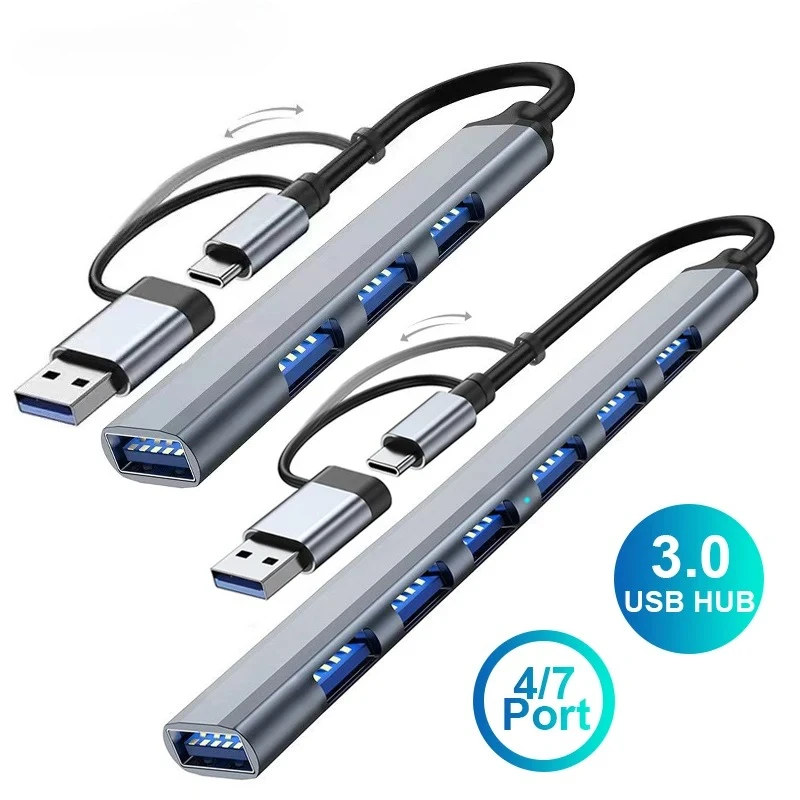 7 in 2 USB C Hub Multi Port USB Splitter OTG Adapter USB 3.0 High Speed Hub for MacBook Pro 13 15 Air Mi Pro PC Laptop Computer