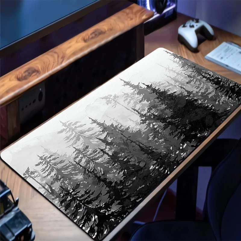 

Gaming Extended Mouse Pad Gamer PC Computer Keyboard Pad Forest Trees Pattern Desk Mat Offices Laptop Interior Accessories Rug