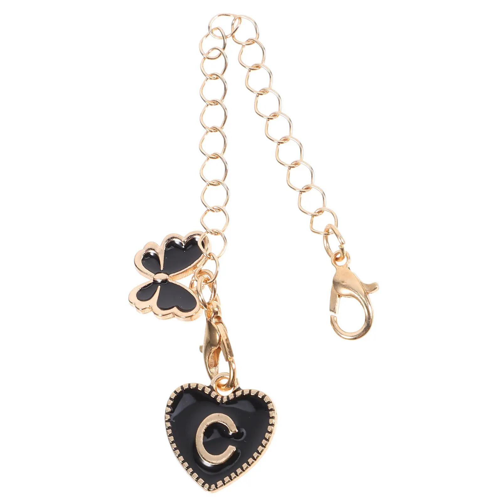 Cup Charm Black Letter Charm Accessories Heart Shaped Keychain Backpack Lobster Clasp Tumbler Cup Handle