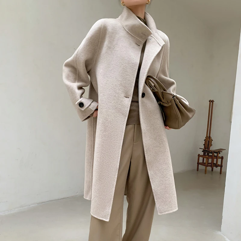 2024 New Women's Cashmere Thick Woolen Coat Extended Edition Business Classic Versatile Leisure Fashion Style