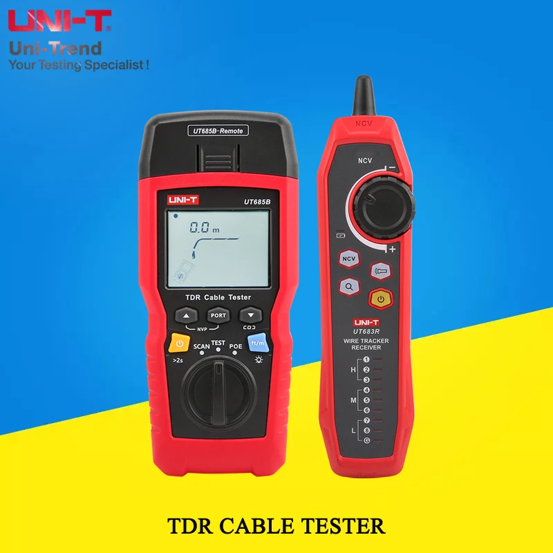 UNI-T Handheld TDR Cable Tester / RJ11, RJ45 and Coaxial Cable Type Measurement / Recognizable POE Standard UT685B KIT