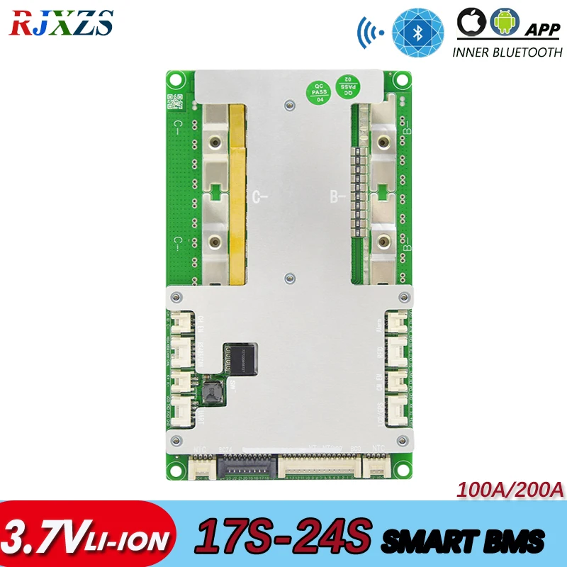 17S to 24S 200A  Large Current New DIY Lithium Ion Smart BMS With Android Inner Bluetooth APP Software Alloy Cooling Case