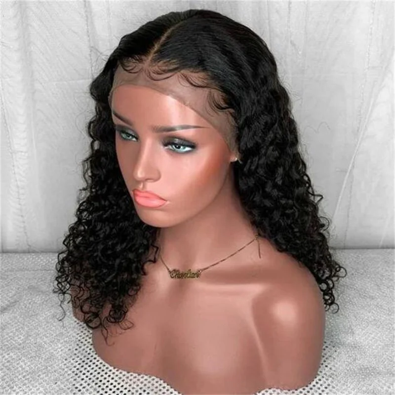 Soft Glueless Long 26inch Natural Black 180Density Kinky Curly Lace Front Wig For Women Babyhair Preplucked Heat Resistant Daily