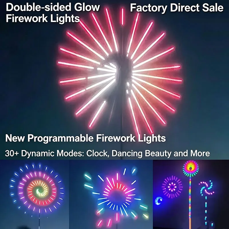 Firework Lights, Large‑Diameter Festival Decor Lights, 5th Gen, Double‑Sided Glow, Sound‑Activated, Bluetooth APP