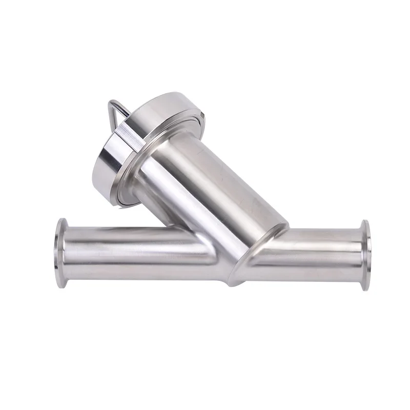304/316L stainless steel y-type filter, quick-loading clamp type tee sanitary grade filter