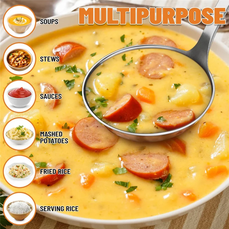 

L55A-2Pcs Soup Ladle Made Of High-Quality Stainless Steel - For Serving And Scooping Soups And Stews Dishwasher Safe