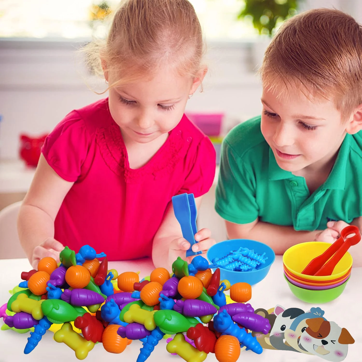 Zählspielzeug, Tiere, Füttern, passendes Spiel, Farbsortierung, sensorische Feinmotorik, Montessori-Lernspielzeug für Geschenk ab 3 Jahren