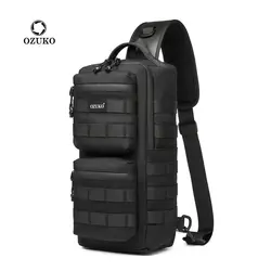 Ozuko bolsa de peito tática esportiva ao ar livre masculina oblíqua straddle bolsa de ombro à prova d'água masculina de um ombro crossbody flex bagbag