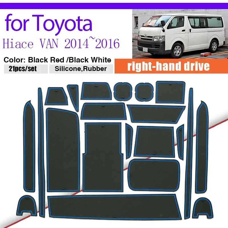 Door Groove Dust-proof Pad for Toyota Hiace RegiusAce VAN 2014~2016 WIDE Rubber Mat Cup Storage Gate Slot Anti-slip Sticker Rug