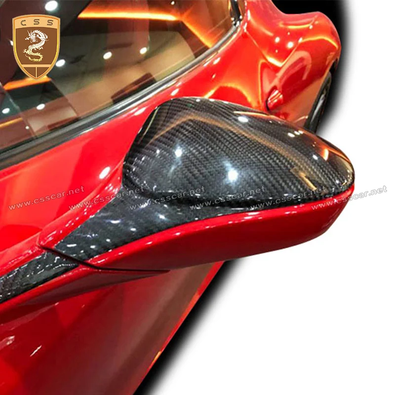 High Glossy Carbon Fiber Add On Car Outside Rearview Mirror Cover For Ferrari 458