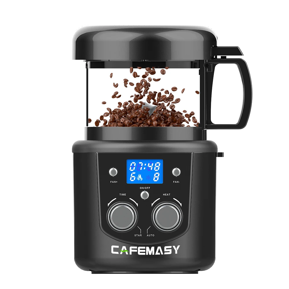 CAFEMASY 80-100g Home Coffee Roaster Mini No Smoke Household Air Electric Coffee Beans Baking Roasting Machine 110-220V 1400W