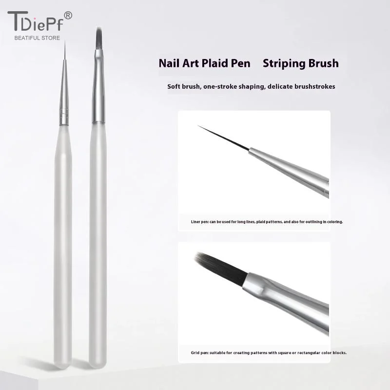 Nail Art Long Brush Checker Nail Drawing Painting Line Brush UV Gel Brush Phototherapy Pen Nail Art Tool Acrylic Manicure Tool