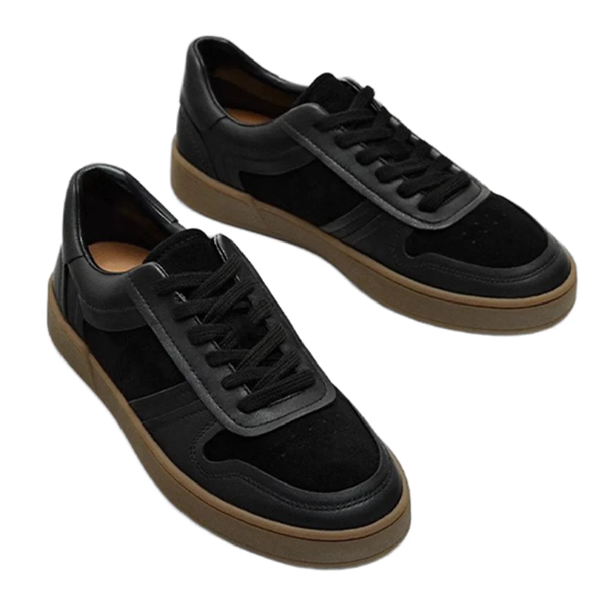 

Dave&Di Minimalist Women's Shoes Fashion Girl Shoes Genuine Leather Patchwork Black Flat Sneakers Shoes Women