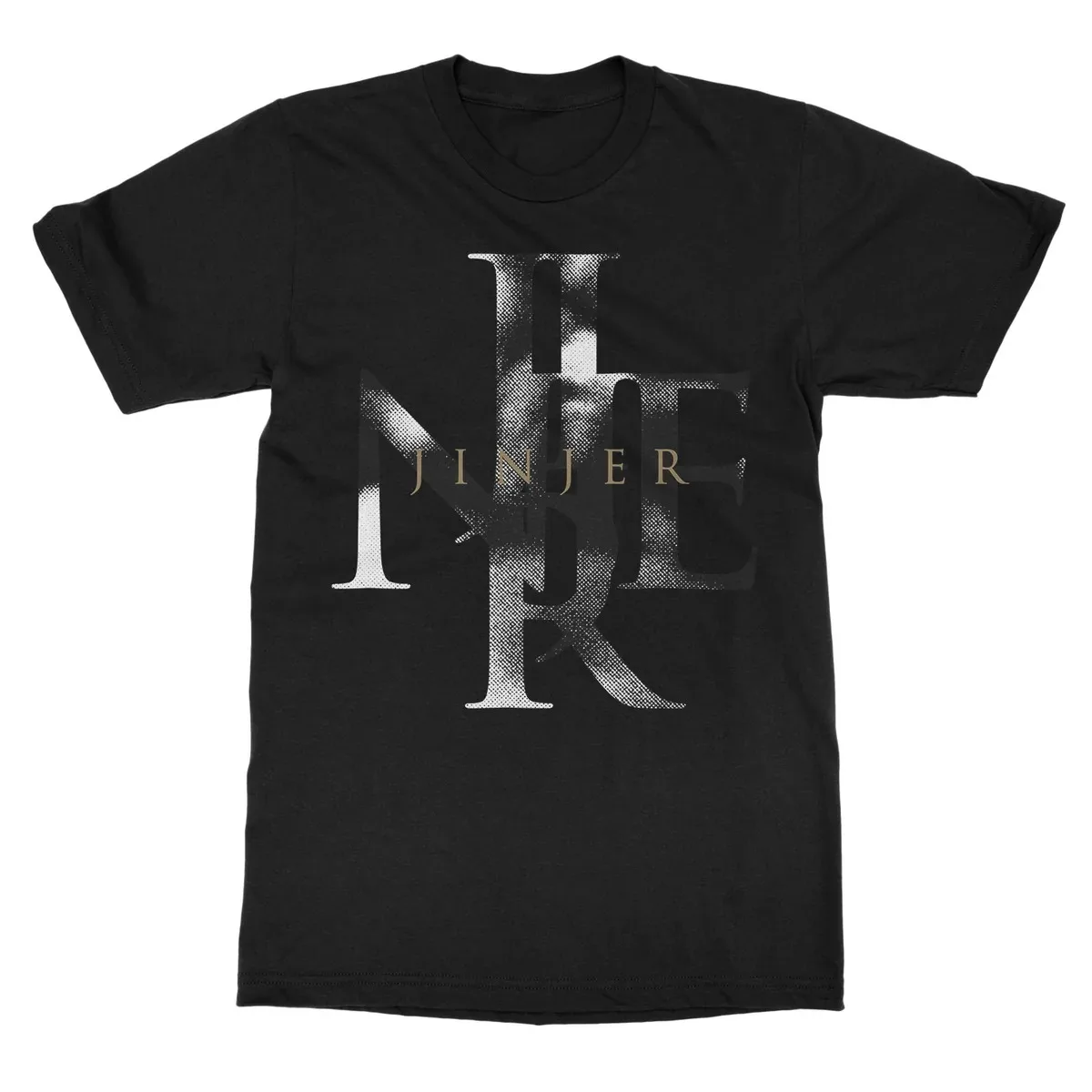 Jinjer Progressive Metal Layered Halftone Letter Logo Graphic Print T Shirt Classic Band Merch Unisex T Shirt