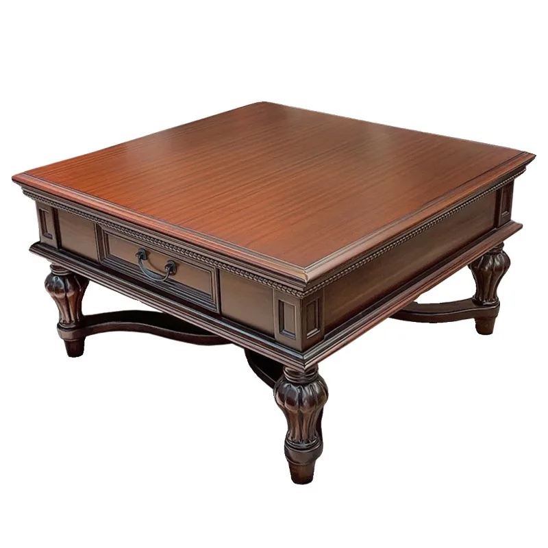 

American solid wood large coffee table, black walnut neoclassical simple beauty 1.8 meters generous villa living room furniture