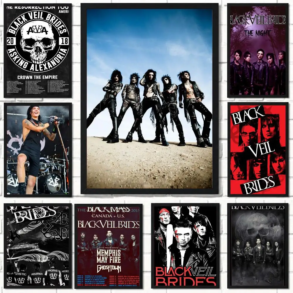 band B-Black Veil Brides-S Poster Self Adhesive Wall Decor for Modern Home Cafe Office and Bar