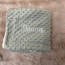 Baby Bean Plush Blanket Personalized Name Double Layer Thickened Lamb Fleece Sofa Cotton Blanket Custom Embroidered Baby Blanket