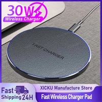 30W Ultra-Thin Fast Wireless Charger Pad for  iPhone13 14 15 16 Samsung Galaxy S25 S24 S23 Wireless Induction Charging Station