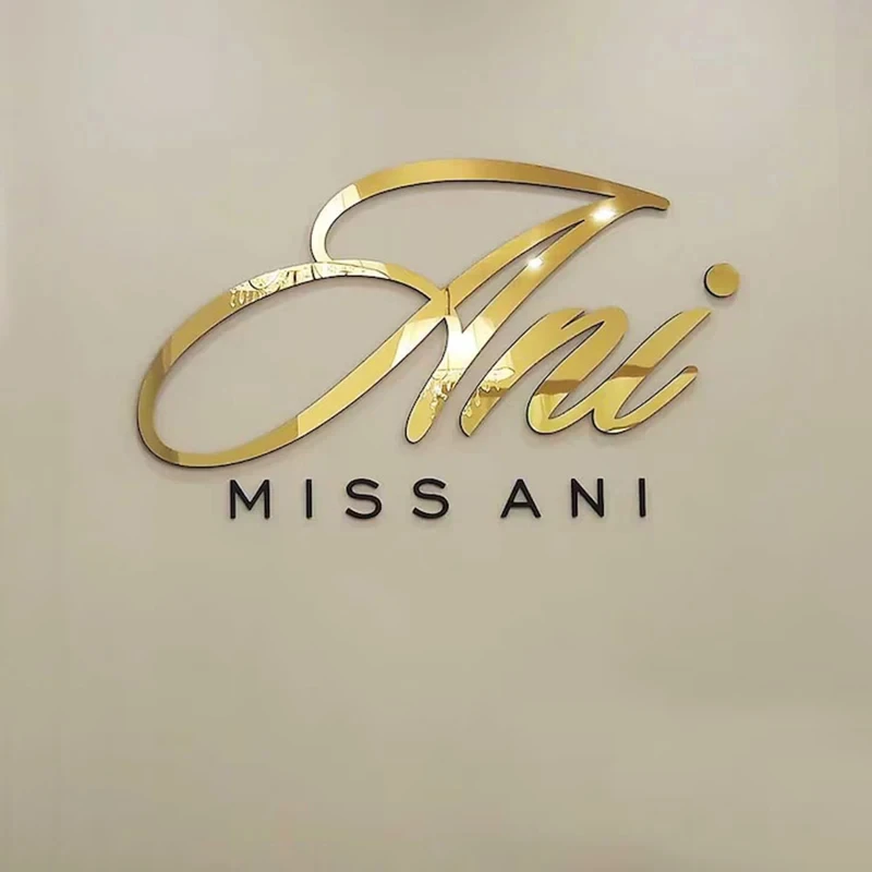 

Custom Business Logo 3D Acrylic Wall Sign Beauty Salon Hair Studio Office Backdrop Decoration Company Name Advertisement Signage