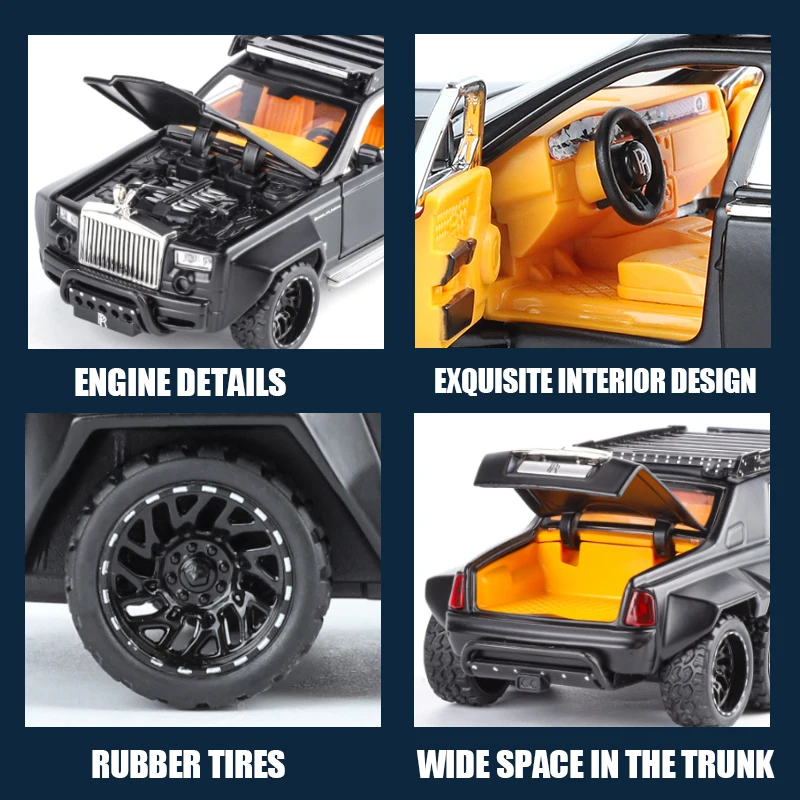 1:32 R0lls R0yce ファントム 6X6 豪華な合金プレミアムモデルダイキャストメテル車のおもちゃサウンドライト子供クリスマスギフトコレクション Orn