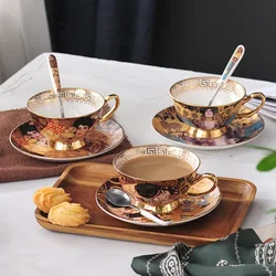 Gustav Klimt Bone China Coffee Set Klimt Judith Kiss Ceramic Tea set European Porcelain Drinkware Tea cups with Spoon