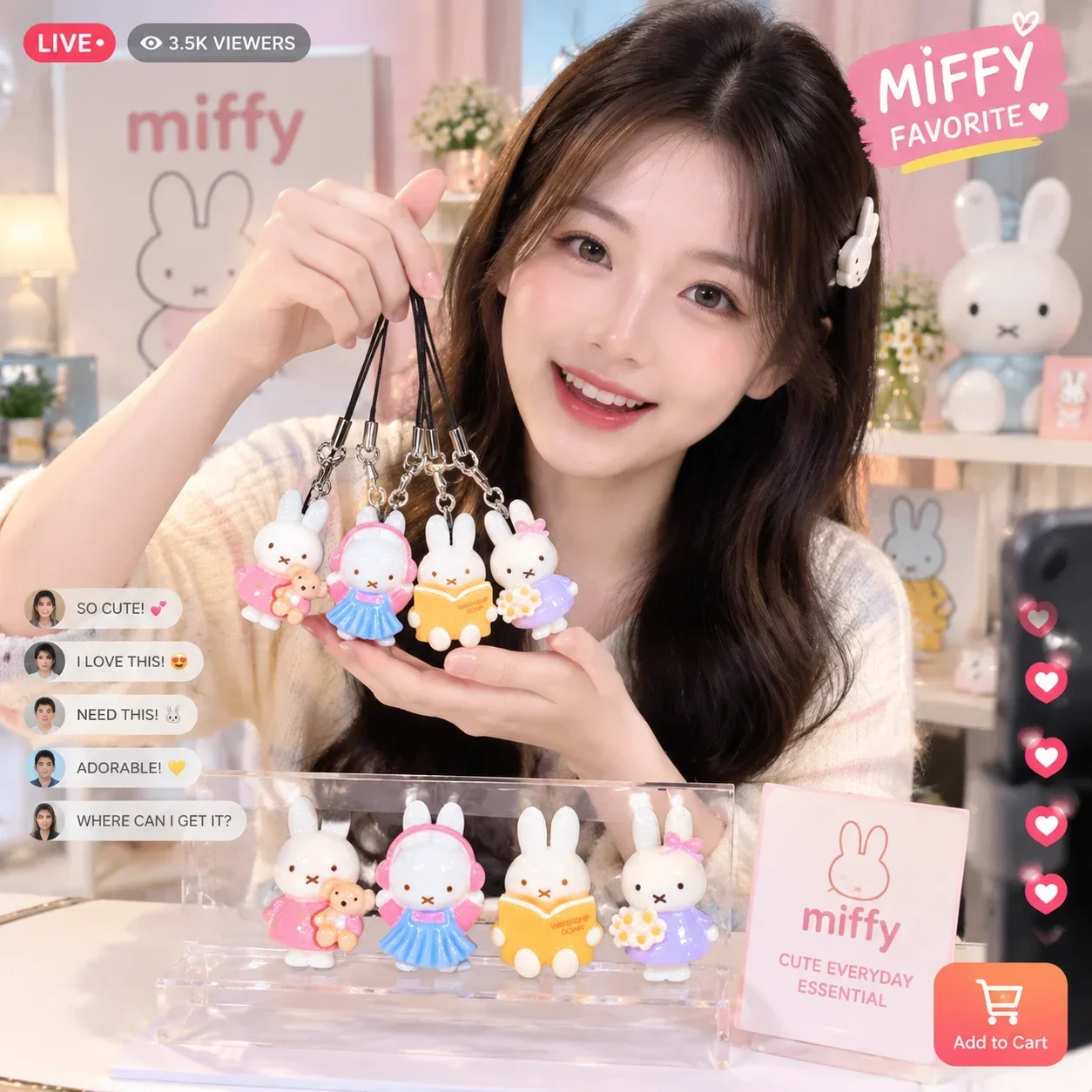 Miffy Rabbit Cute Cartoon Plush Toy Soft Stuffed Animal Doll Gift for Home Decor