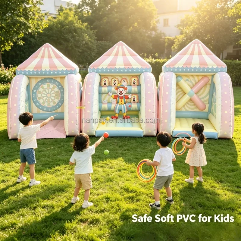 Custom Inflatable Kids Carnival Games with Ring Toss Game& Dart Board &blow up Party Game Booth Gym Set for Birthday Party Hire