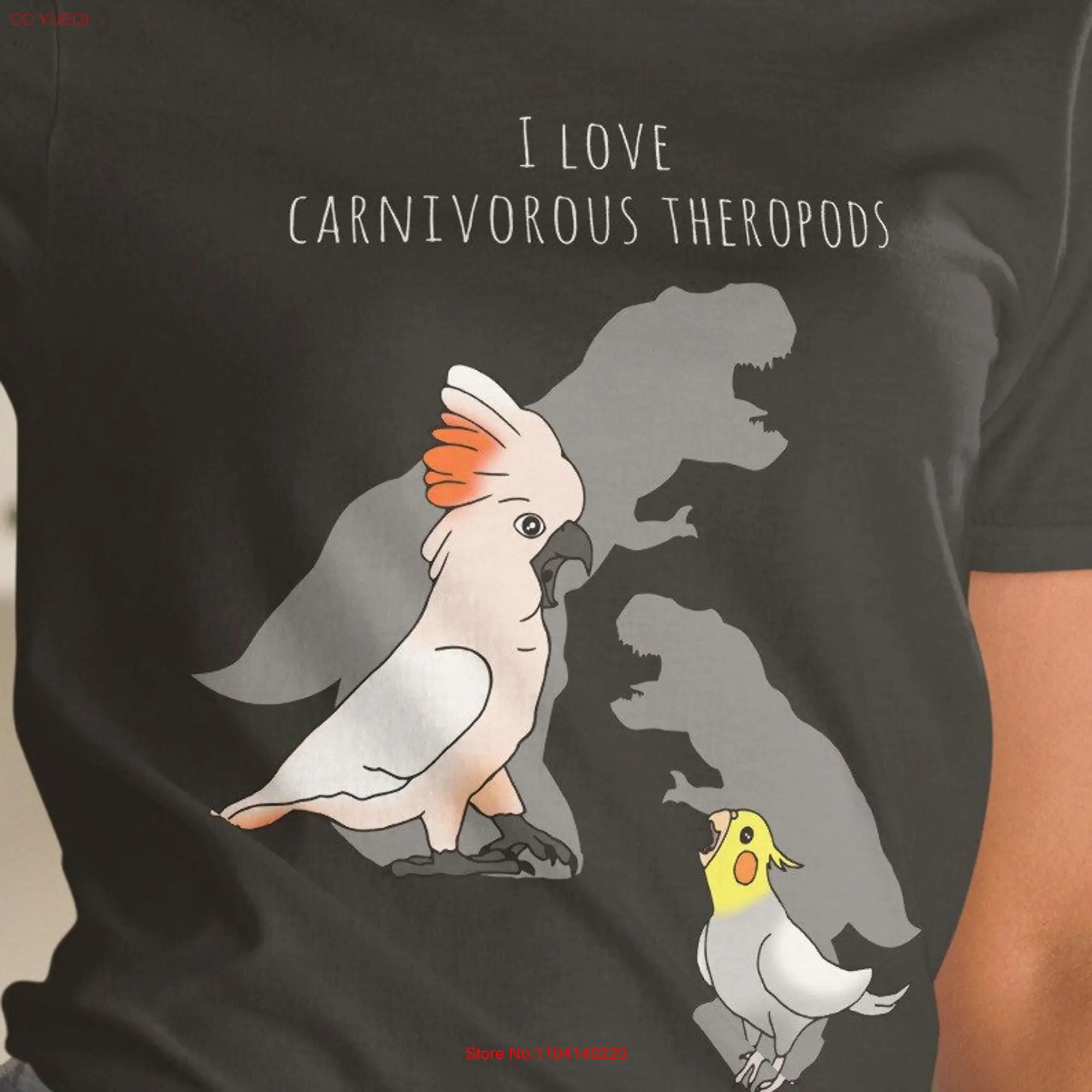 Commission T rex Moluccan Cockatoo and cockatiel Shirt Birb memes clothes Parrot owner gift idea long or short sleeves