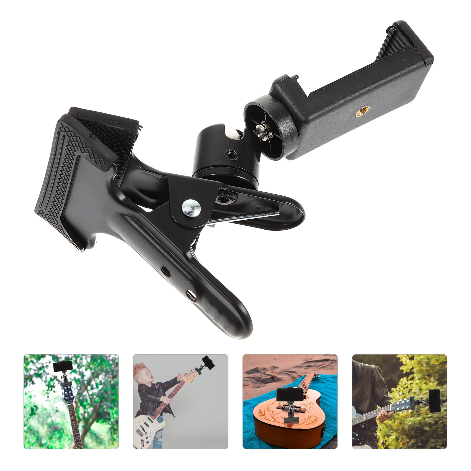 

Guitar Headphone Holder Degree Rotation Sturdy Mobile Phone Stand for Live Streaming and Score Watching