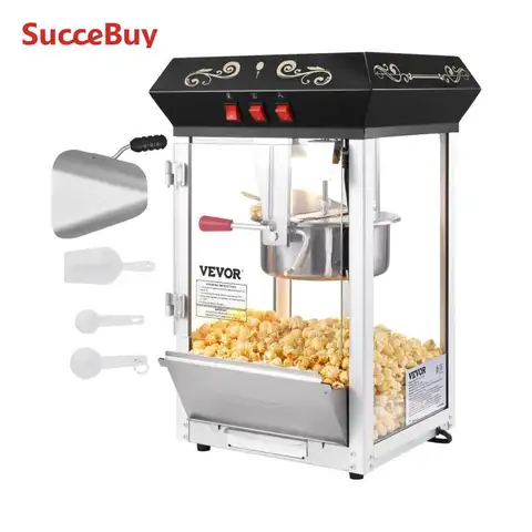 VEVOR Macchina per Popcorn, 390x345x610 mm Macchina Popcorn Elettrico 480W Bollitore 11,23 kg, Produrre Lotto, Macchina per Popcorn da Tavolo, Include 4 Misurini, Macchina Popcorn Stile Cinema, Nero