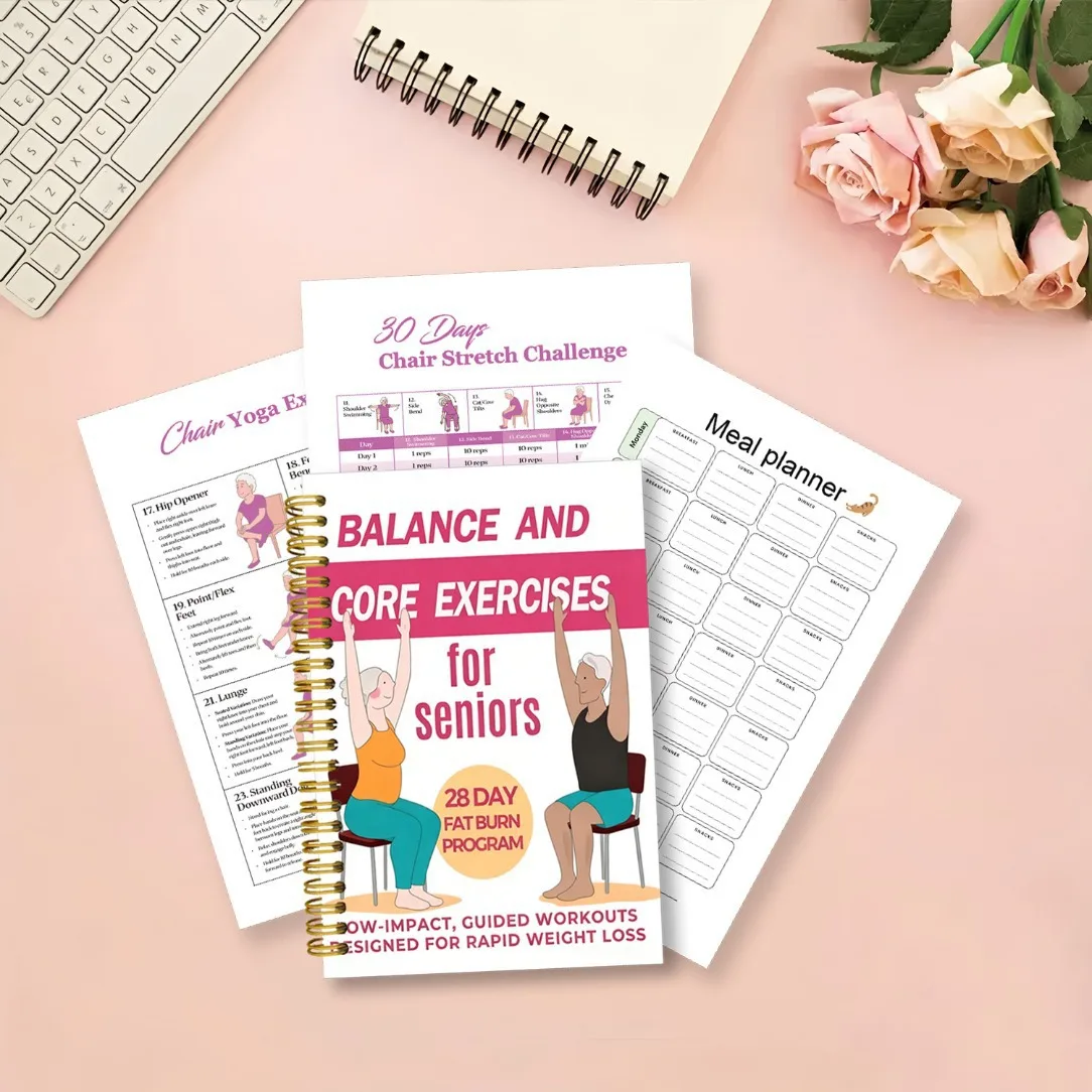 Chair Yoga Practice Notebook Suitable for Elderly Yoga Guide, Fitness Planner Magazine Flexibility and Balance Training