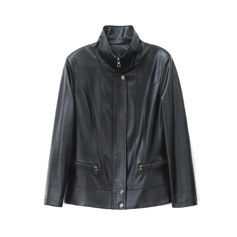 เสื้อโค้ทหนังแท้ Haining สำหรับผู้หญิง รุ่น ort Sle 2025 ฤดูใบไม้ผลิ/ฤดูใบไม้ร่วง หนังวัวแท้ ไซส์ใหญ่ เสื้อคลุมกันหนาว