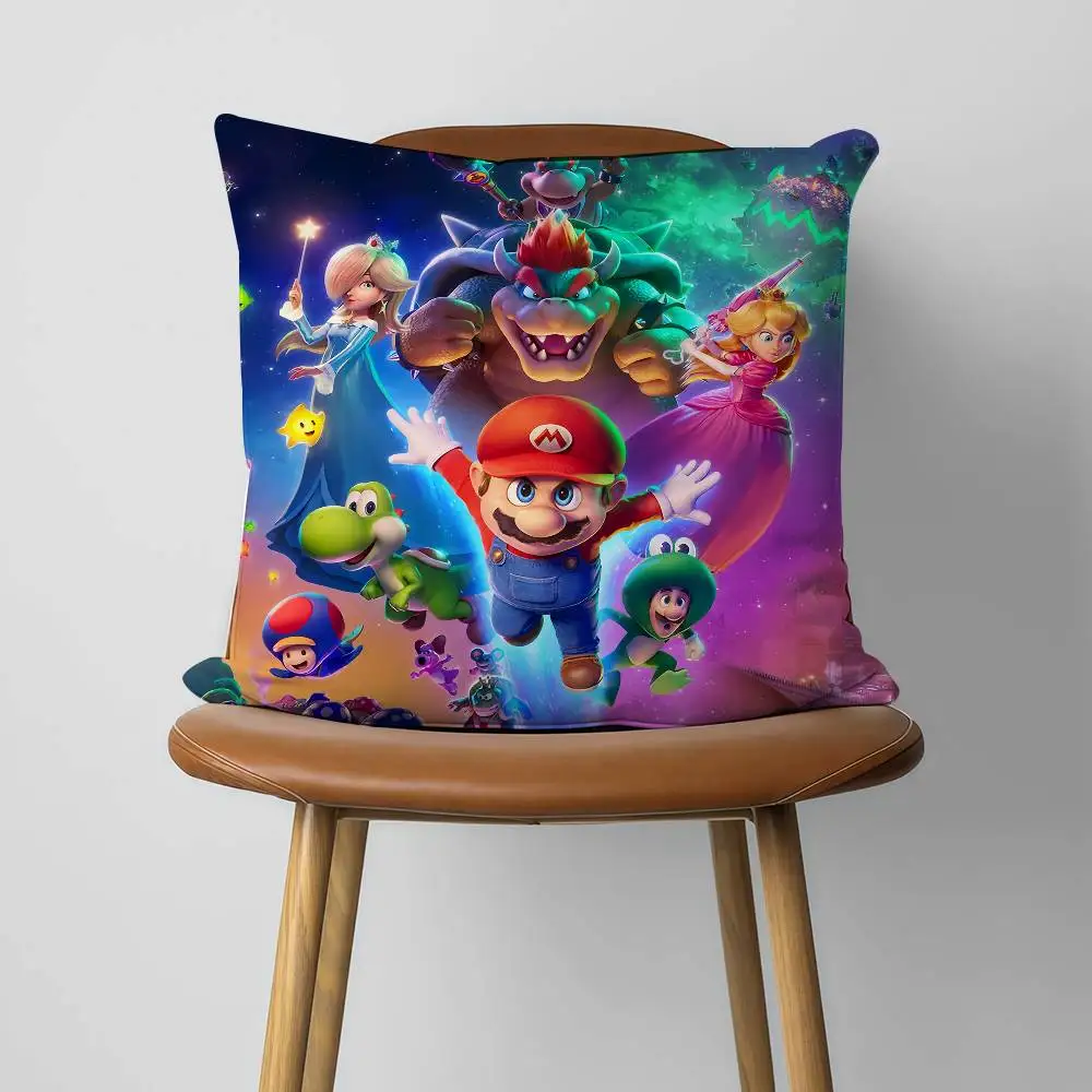 S-Super M-M-ario-S Galaxy Movie 30x30cm 45x45cm Pillow Case Decor Protective Covers Comfortable Soft For Sofa Living Room Home O