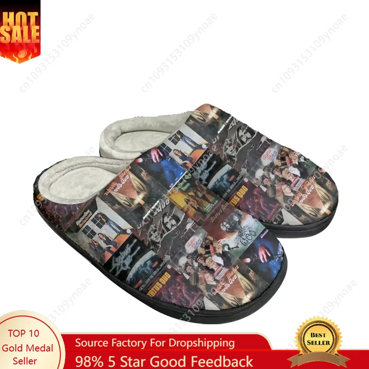 

Status Quo Rock Band Fashion Home Cotton Slippers Mens Womens Sandals Plush Bedroom Casual Keep Warm Shoe Thermal Slipper
