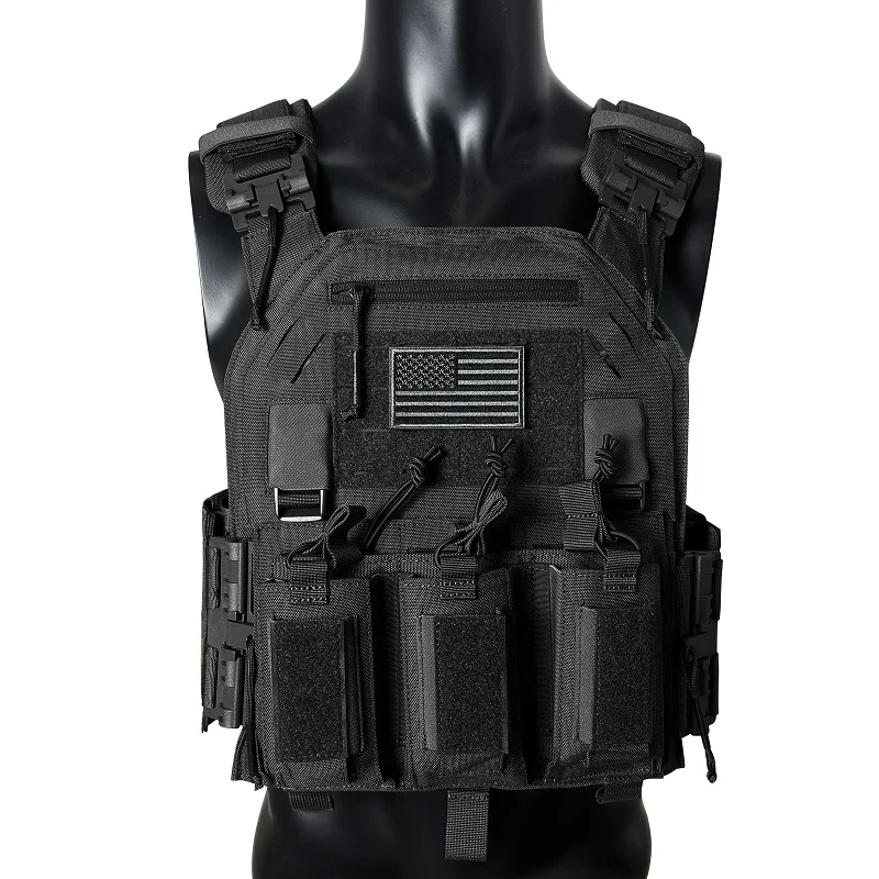 Imagem -02 - Avançado Nylon Tactical Vest com Duplo Triplo Revista Bolsa Corte a Laser Modular Sistema Molle Liberação Rápida 0305 1000d