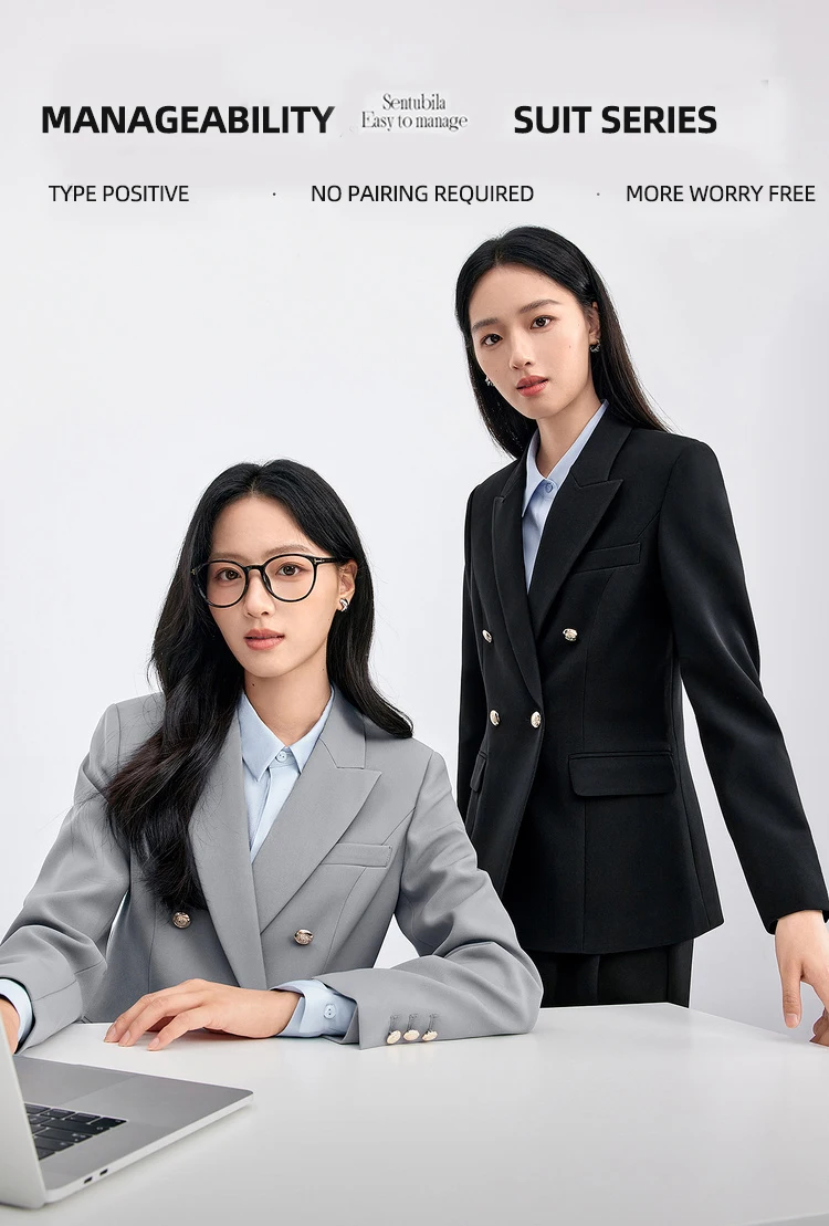 SENTUBILA ‌ Damenblazer ‌ Slim Fit Mäntel Herbst 2026 Damen Bürokleidung ‌ Langarm ‌ Jacke ‌ Damen-Formelle Kleidung 153XA1646 – Detail 2