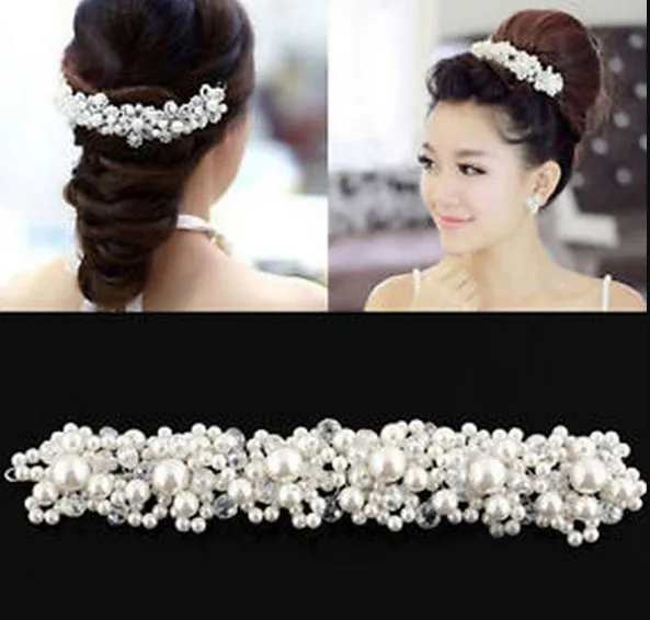 Branco casamento acessórios de cabelo encantos romântico cristal pérola flor headbands tiara nupcial coroa noiva bandana jóias