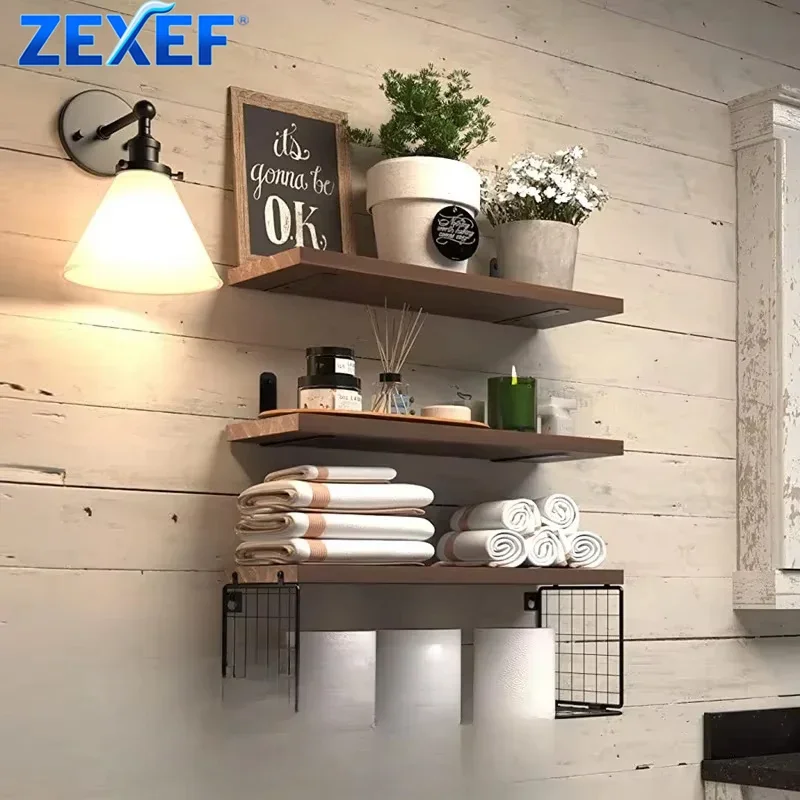 

ZEXEF деревянная настенная полка для хранения, настенная подвесная перегородка, деревянная полка для хранения полотенец, аксессуары для дома, ванной комнаты, декоративная стойка