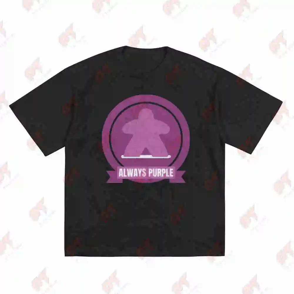 Retro Purple Meeple Board Game Inspired Short Sleeve Tee 100% Cotton T-Shirt