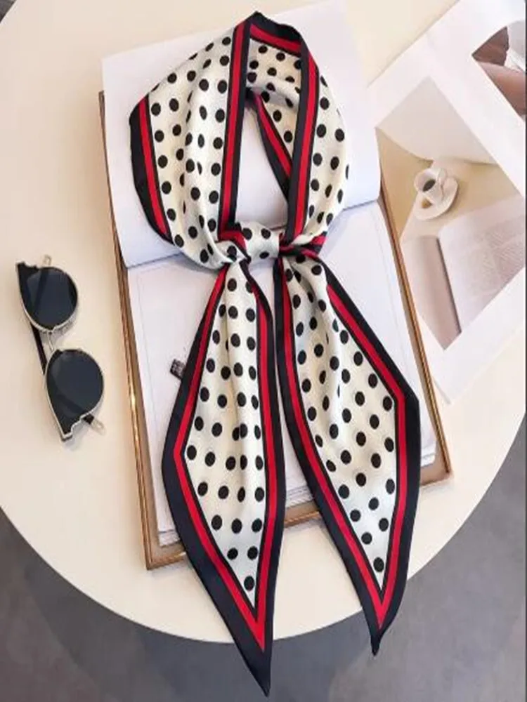 1pcs 13*150cm New Fresh Style Luxury Hair Scarf Long Fashion Women Headband Brand Silk Bag Ribbon Design Wrist Towel Neckerchief
