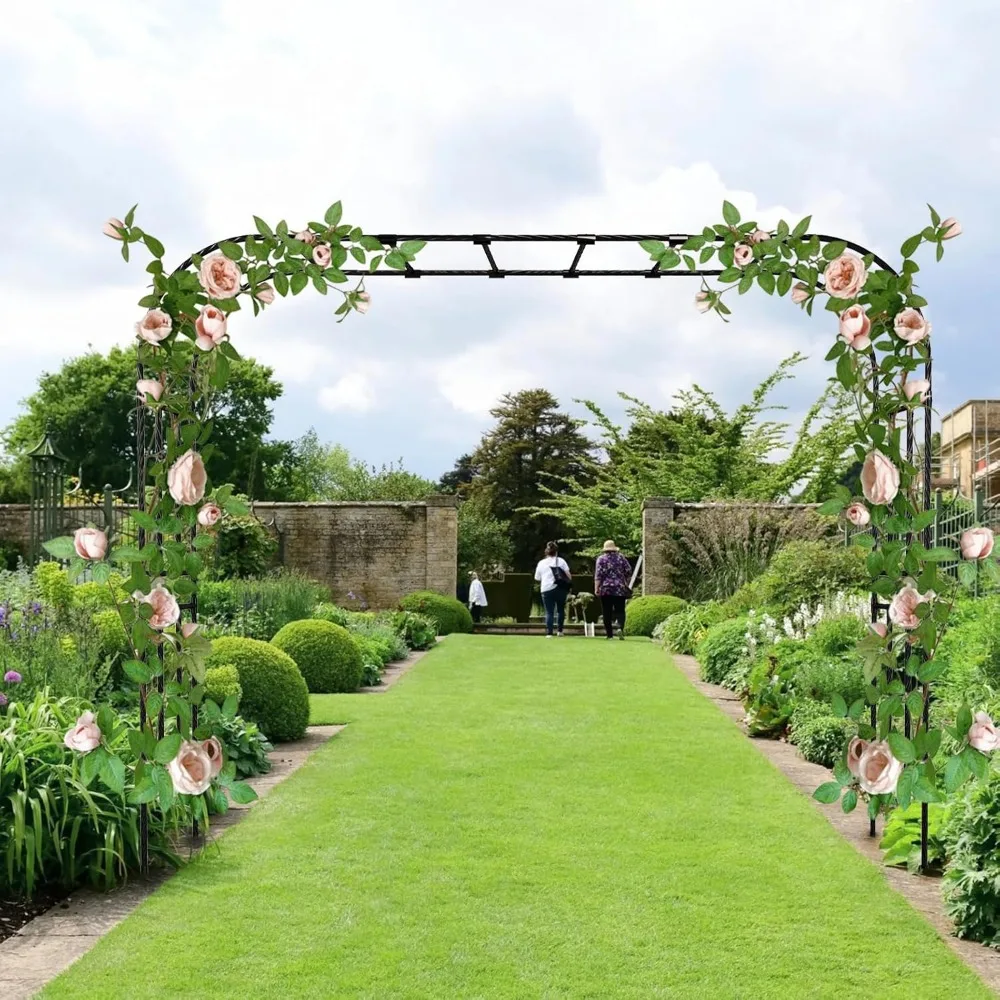 أنبوب حائط فائق النحافة على شكل قوس الحديقة (25 مم) - 126 (طول) * 105 (ارتفاع) بوصة، سميك، أنابيب فولاذية بلاستيكية تقنية مضادة للصدأ، قوس معدني، S