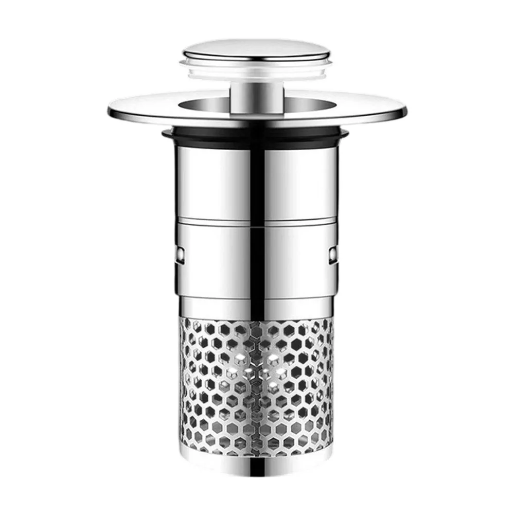 Stainless Steel Sink Stopper With Filter 35-40mm Lift And Seal Drain For Kitchen Bathroom Washbasin Hair Catcher