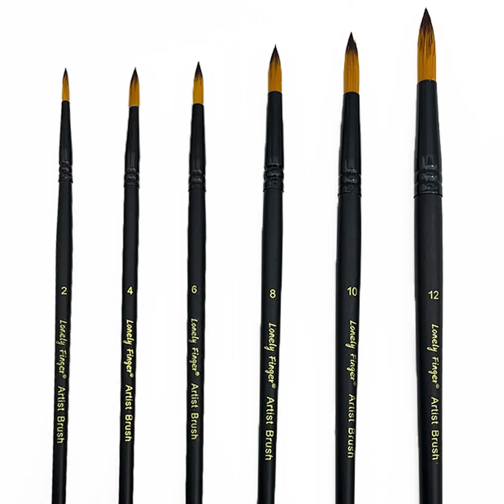 

Набор акварельных кистей, 6 шт., кисти с круглым заостренным кончиком, профессиональная кисть для рисования художниками для акварели, гуаши, масла